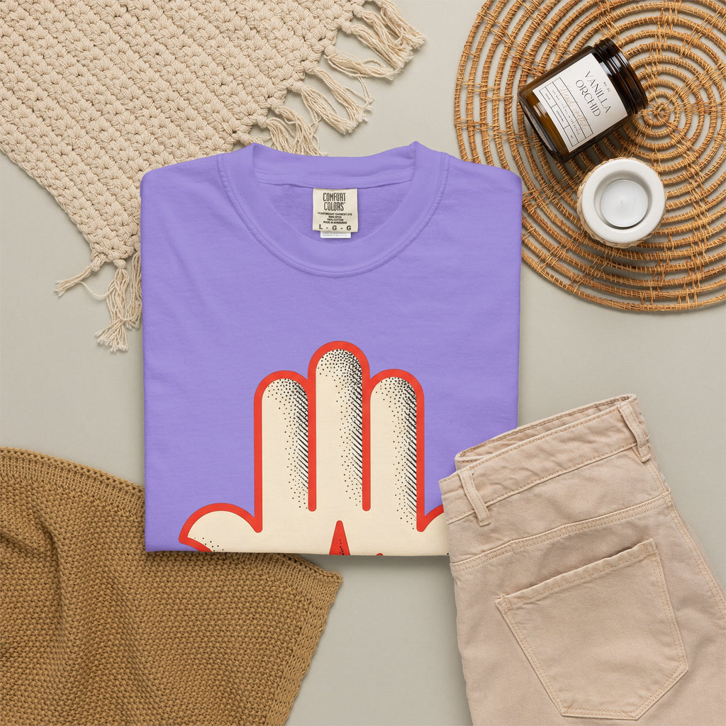 Hamsa Hand T-Shirt Boho Chic Spiritual Gift Women Minimalist T-Shirt Hand Of Fatima T-Shirt Bohemian Enthusiast Simple T-Shirt Mystical Graphic