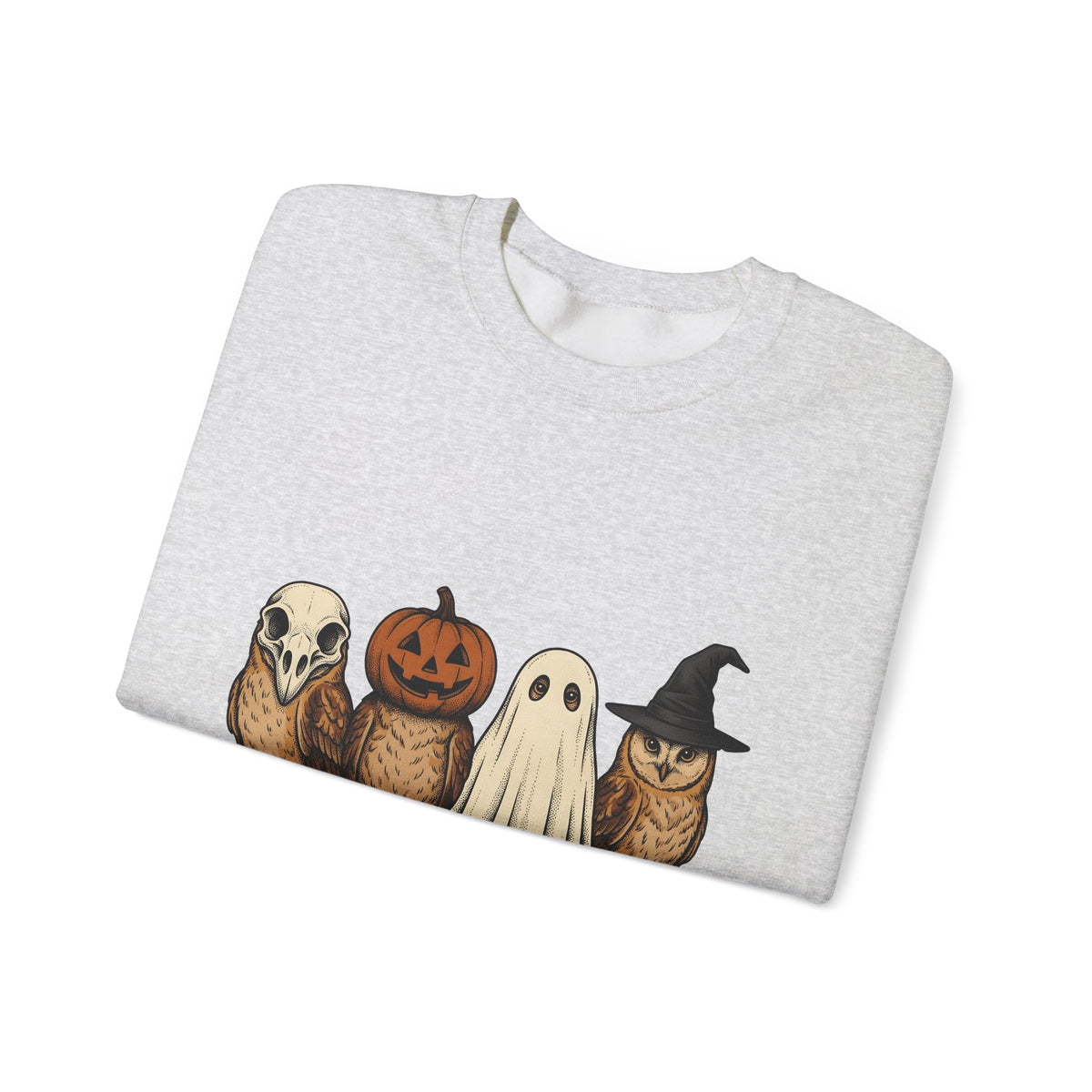 Owl Halloween Fauna Gift Rustic Owl Horror Fan Hoot Wildlife Doodle Lantern Sweatshirt