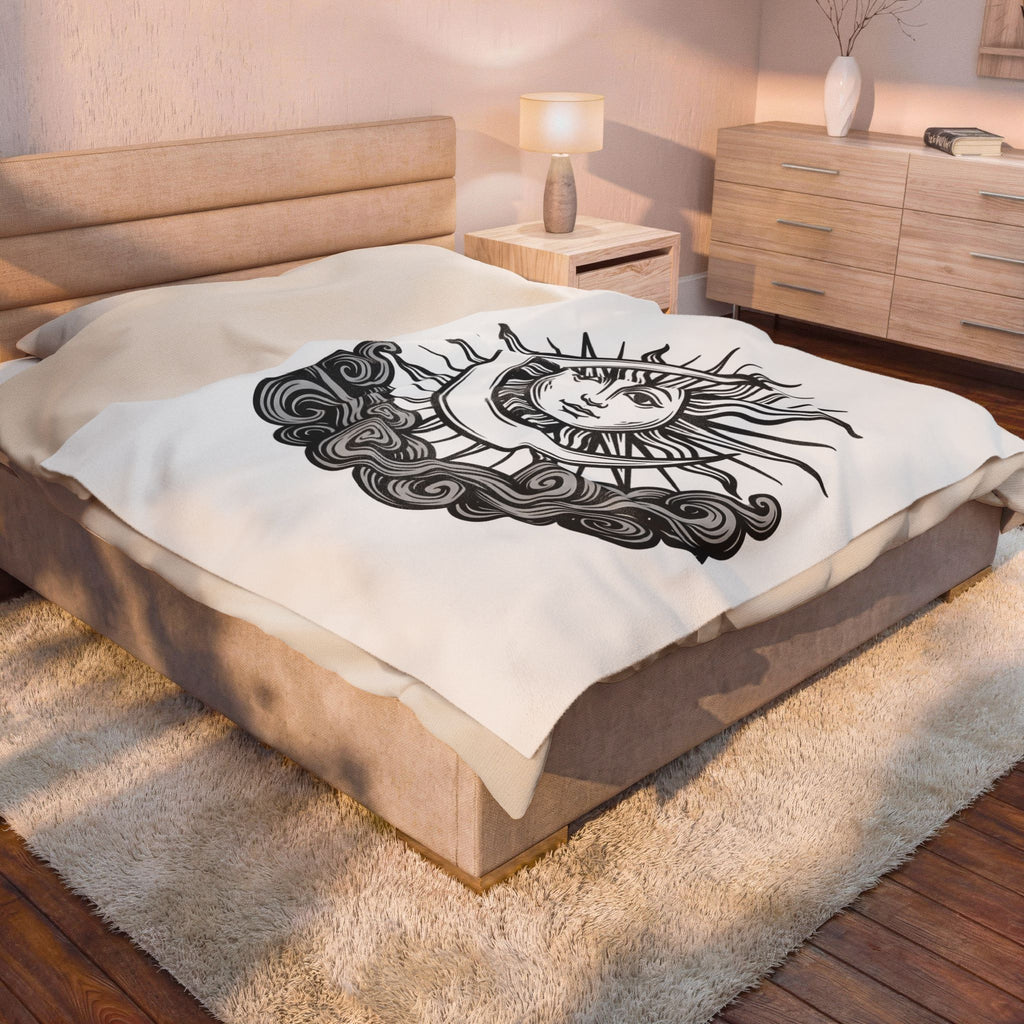 Sun Moon Boho Chic Astrology Gift Sketch Celestial Body Bohemian Enthusiast Drawing Astrology Blanket