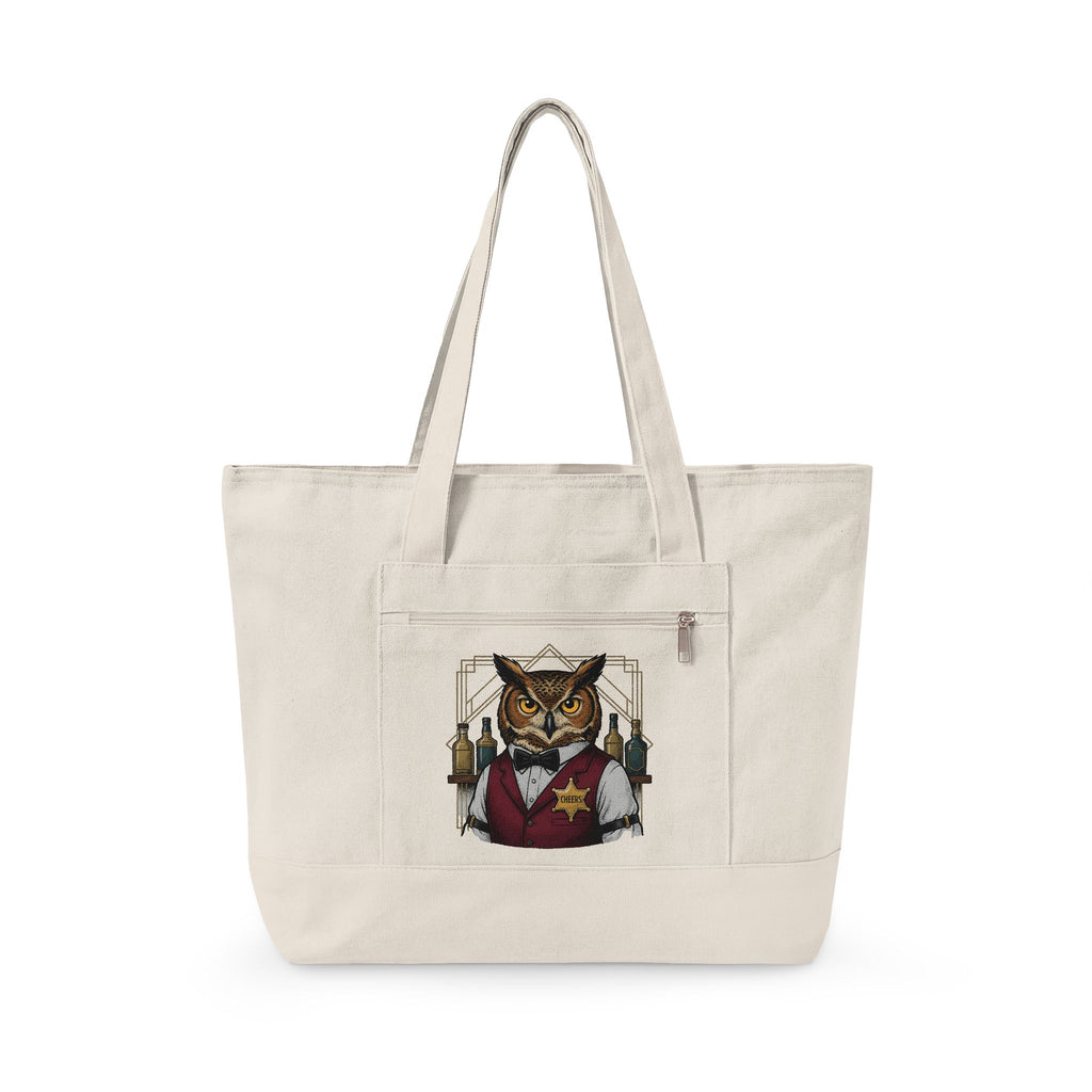 Owl Bartender Holiday Wildlife Gift Vintage Owl Christmas Fan Hoot Retro Liquor Bottles Tote Bag