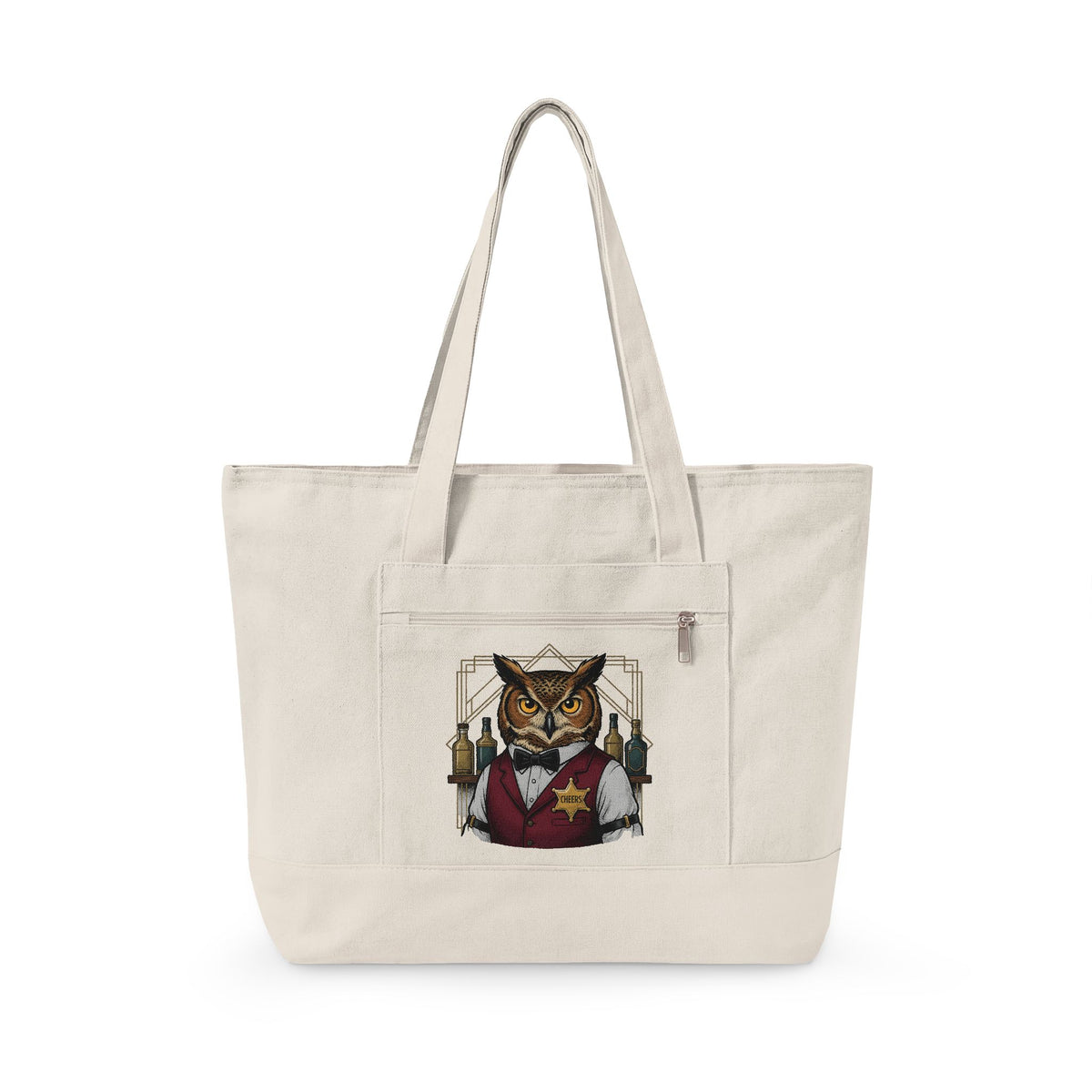 Owl Bartender Holiday Wildlife Gift Vintage Owl Christmas Fan Hoot Retro Liquor Bottles Tote Bag