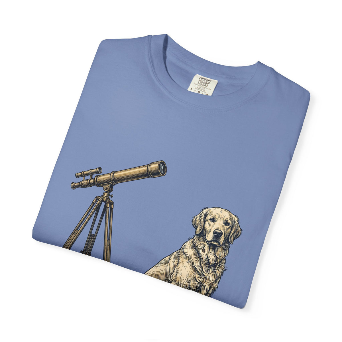 Golden Retriever T-Shirt Dog Universe Gift Women Antique T-Shirt Retriever T-Shirt Dog Fan Vintage T-Shirt Galaxy Graphic Cartoon Telescope T-Shirt