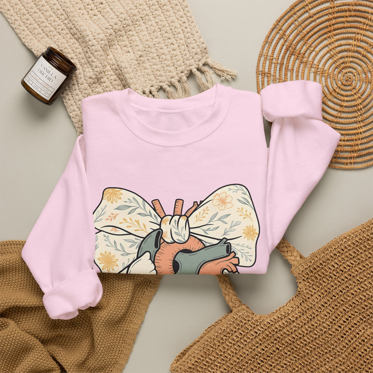 Realistic Heart Sweatshirt Nurses Medicine Gift Women Flower Sweatshirt Heart Sweatshirt Nurse Enthusiast Floral Sweatshirt Medical Graphic Classic Knot Sweatshirt