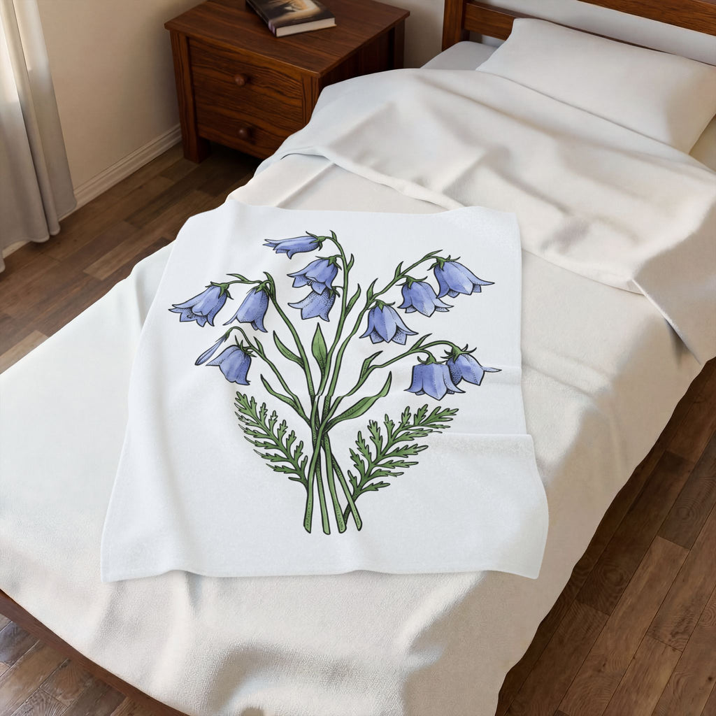 Bluebell Flower Blanket Boho Chic Floral Gift Women Botanical Blanket Harebell Blanket Bohemian Enthusiast Botanical Blanket Floral Graphic Vintage