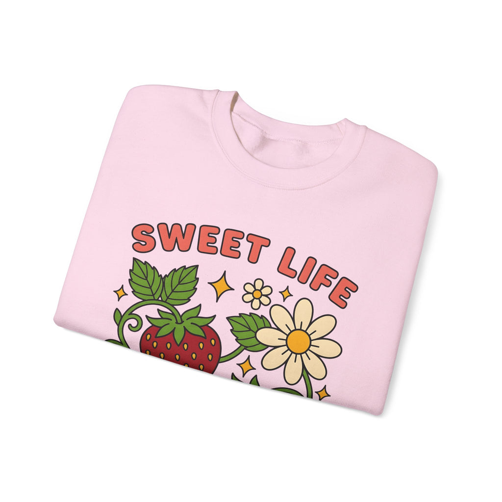 Strawberry Flower Boho Chic Produce Gift Strawberry Hippie Fan Illustrated Fruit Vintage Sweatshirt
