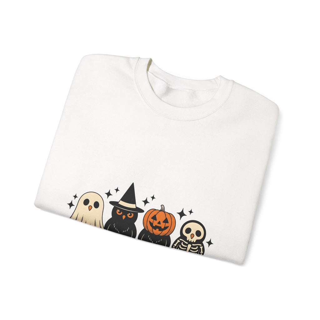 Owl Disguise Halloween Haunted Gift Animated Hoot Owl Horror Fan Cartoony Spooky Classic Moon Sweatshirt