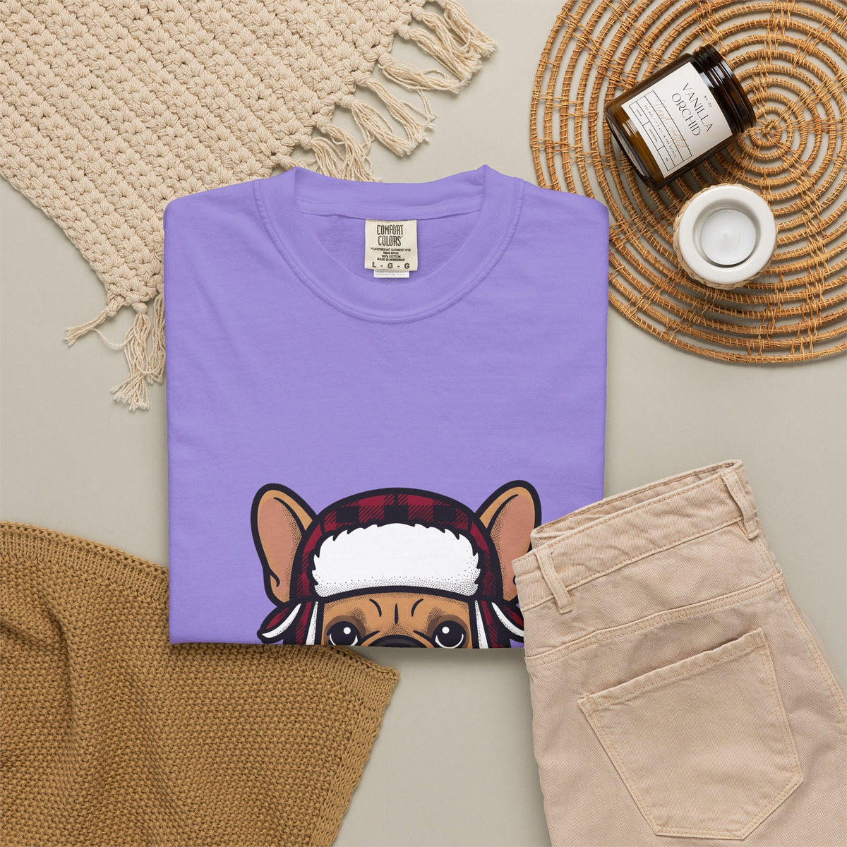 French Bulldog T-Shirt Dog Dogs Gift Women Line Art T-Shirt Bulldog T-Shirt Dog Fan Puppy Graphic Illustration Drawing Sketch Winter Hat T-Shirt