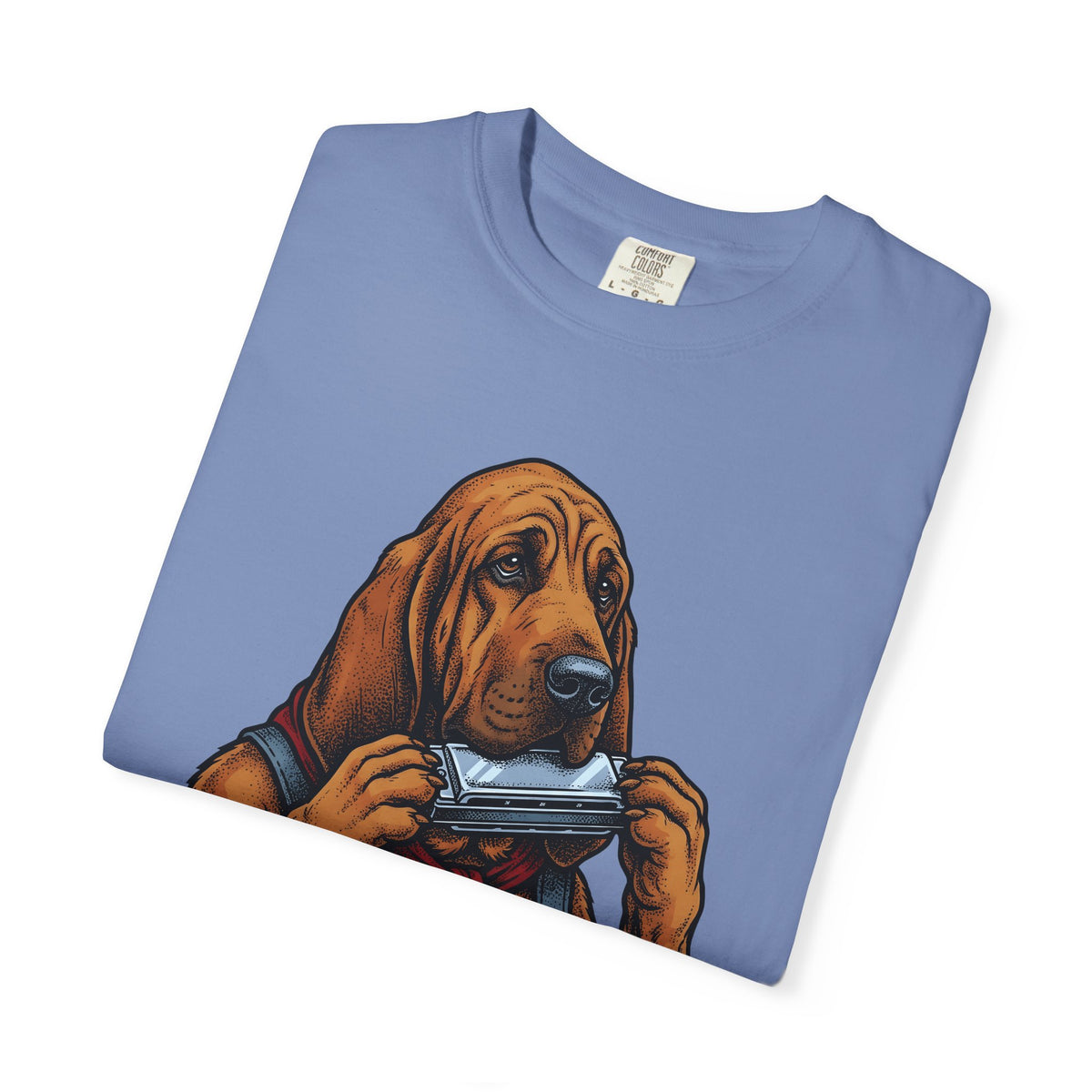 Bloodhound Canine T-Shirt Dog Songs Gift Women Rustic T-Shirt Hound T-Shirt Dog Fan Coonhound Graphic T-Shirt Cartoon Mouth Harp T-Shirt
