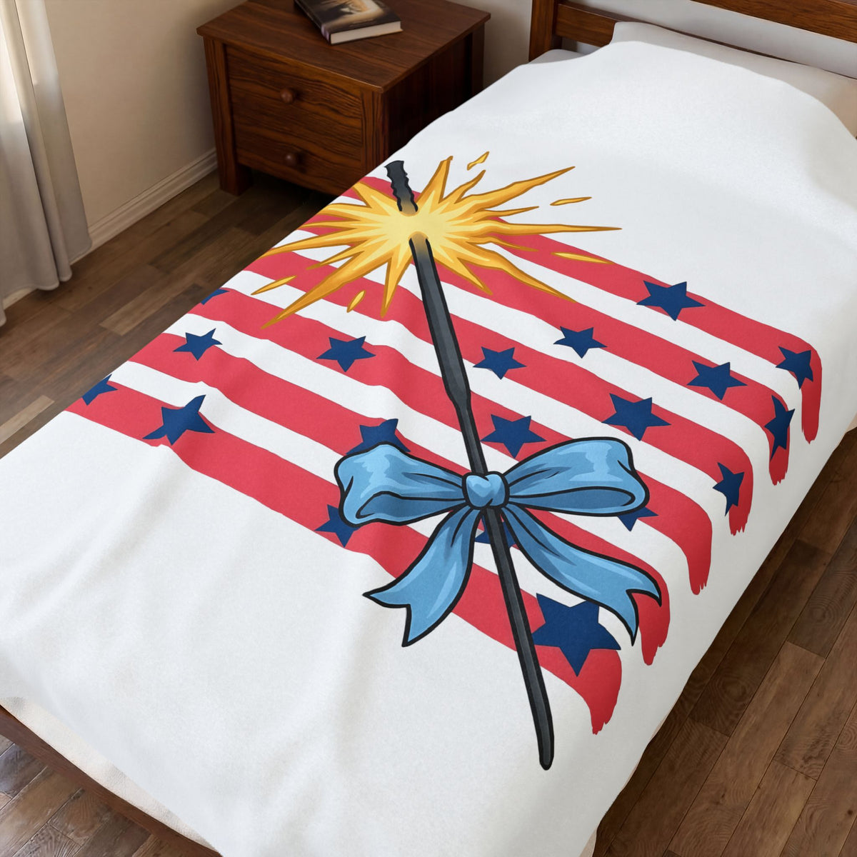 Sparkler Flag Blanket 4th Of July Celebration Gift Women Patriotic Blanket Wave Banner Blanket Independence Day Fan American Blanket Party Graphic