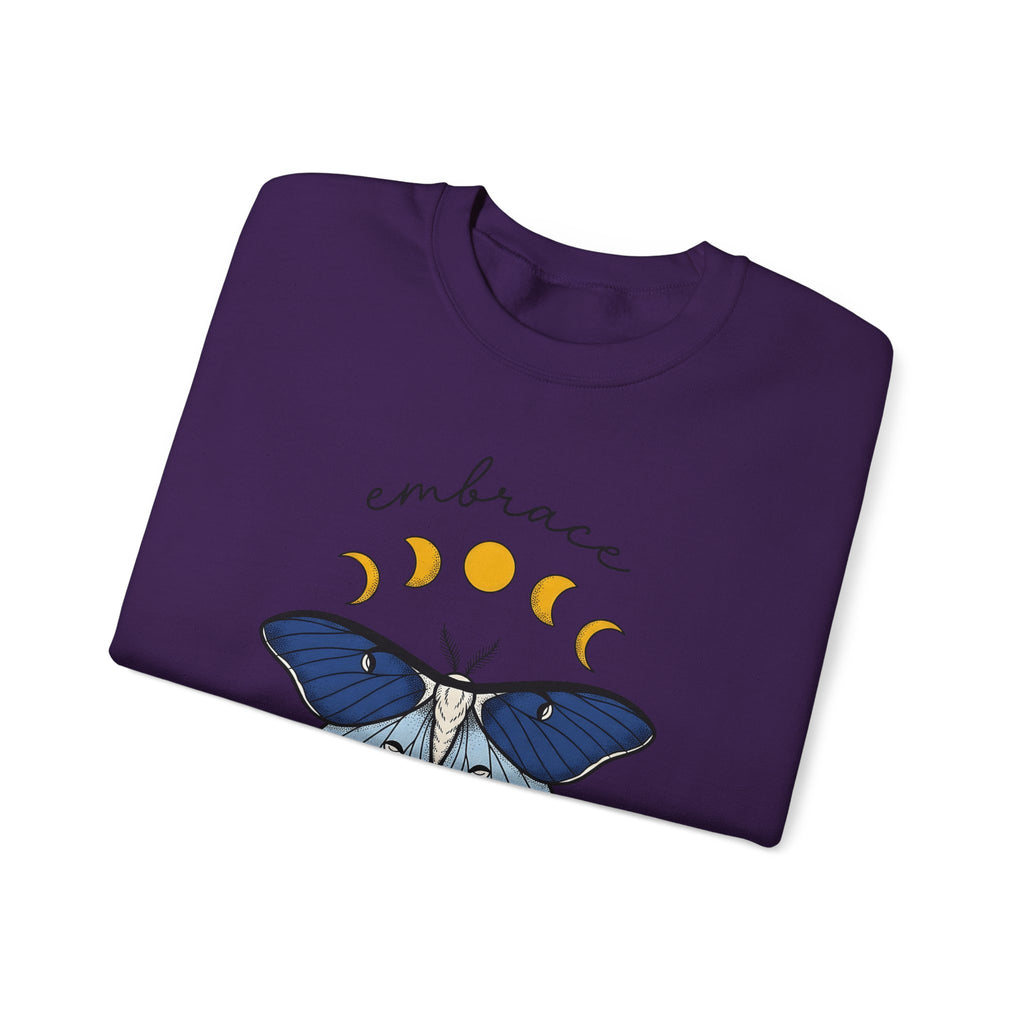 Luna Moth Sweatshirt Boho Chic Occult Gift Women Hippie Sweatshirt Actias Luna Sweatshirt Bohemian Enthusiast Psychedelic Sweatshirt Mystical Graphic Sleek