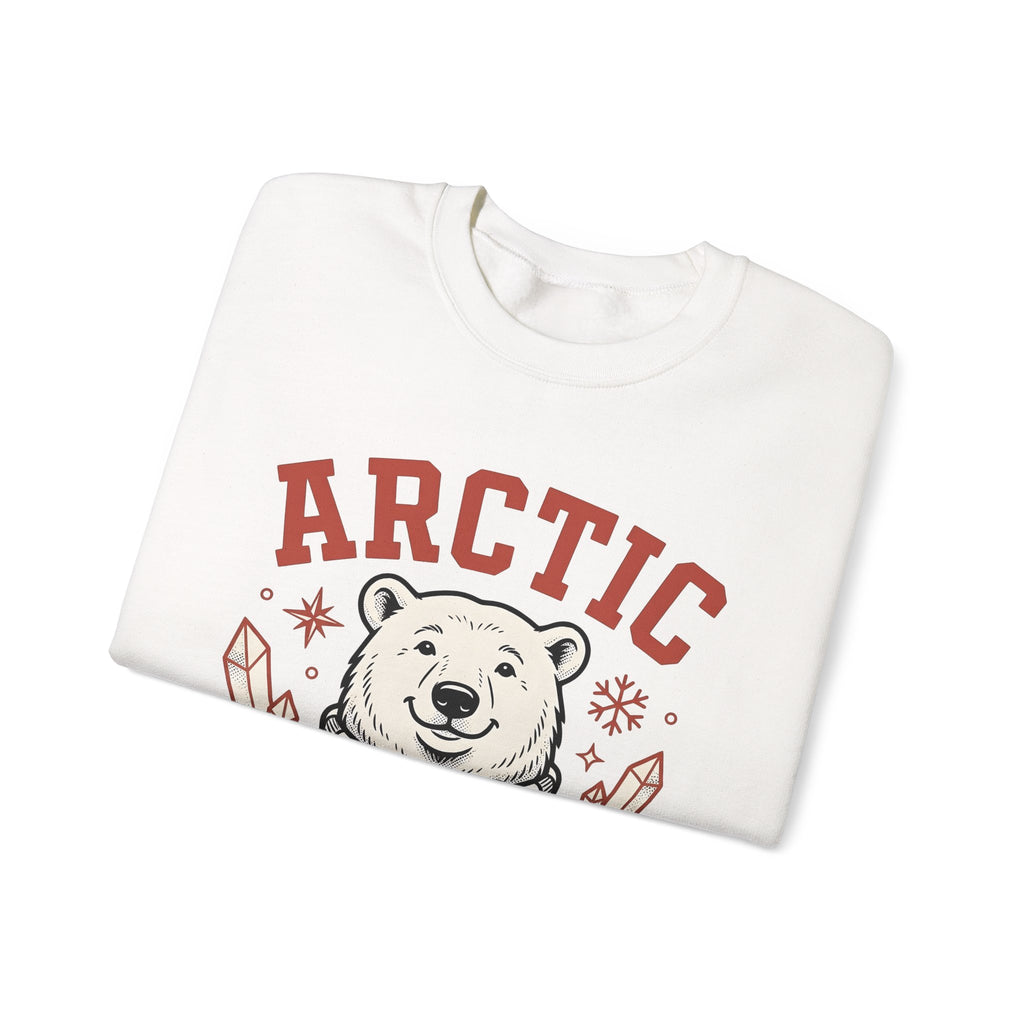 White Bear Sweatshirt Christmas Cold Season Gift Women Comic Sweatshirt Polar Bear Sweatshirt Winter Fan Cartoon Sweatshirt Frost Graphic Retro Ice Crystals