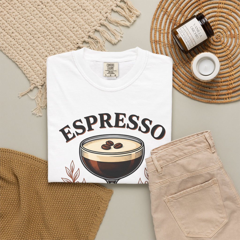 Espresso Martini T-Shirt Coffee Liquor Gift Women Retro T-Shirt Martini T-Shirt Coffee Fan Cocktail T-Shirt Alcoholic Drink Graphic Sketch Coffee