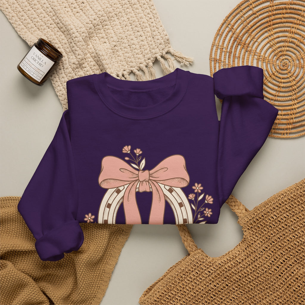 Horseshoe Bow Sweatshirt Cowgirl Ranch Gift Women Tribal Sweatshirt Horseshoe Sweatshirt Rodeo Fan Celtic Sweatshirt Ranch Graphic Classic Blossom Sweatshirt