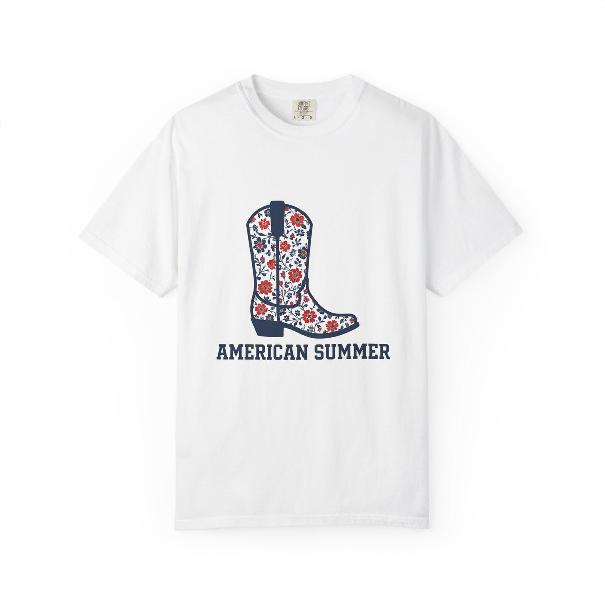 Western Boot America 4Th Of July Cowboy Gift Flower Boot Patriot Fan Floral Rodeo T-Shirt