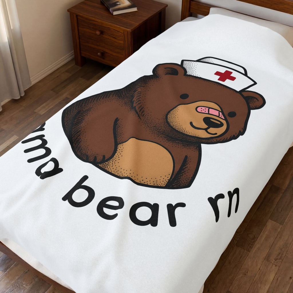 Nurse Bear Blanket Nurse Animal Gift Women Cute Blanket Teddy Bear Blanket Nursing Enthusiast Kawaii Blanket Creature Graphic Cartoon Nurse Hat