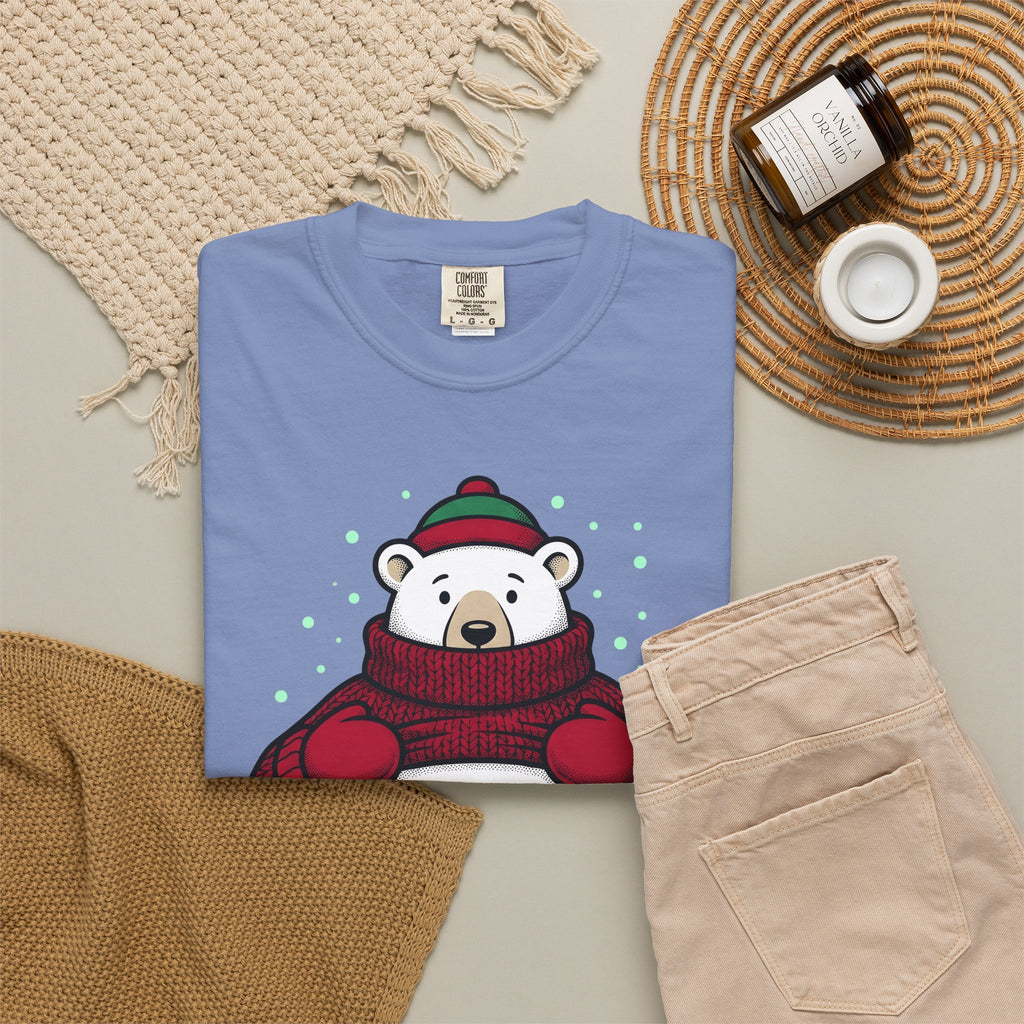 Polar Bear Sweater T-Shirt Christmas Animal Gift Women Cartoon T-Shirt Ursa T-Shirt Xmas Fan Toon T-Shirt Wildlife Graphic Vintage Winter Hat