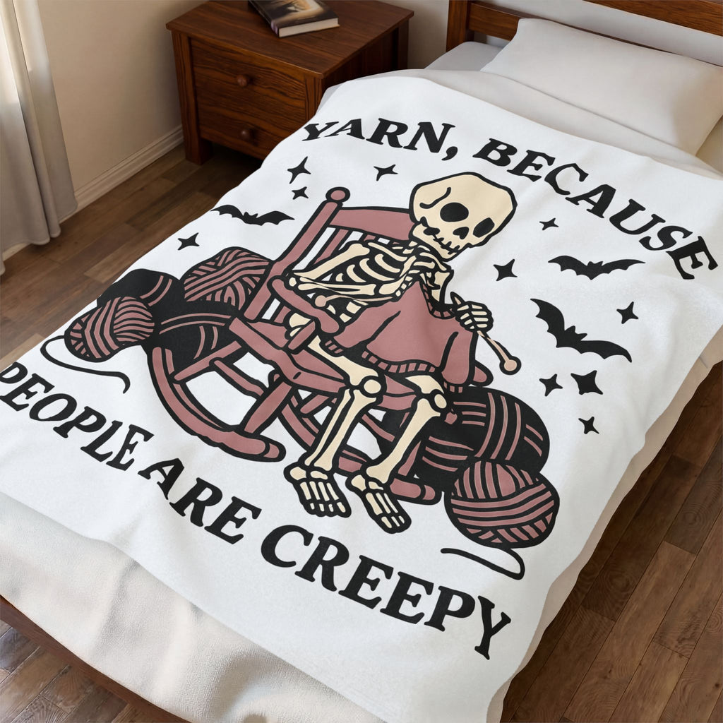 Skull Knitting Blanket Halloween Fabric Gift Women Comic Blanket Knitting Blanket Horror Fan Cartoon Blanket Textile Graphic Rustic Bat Wings