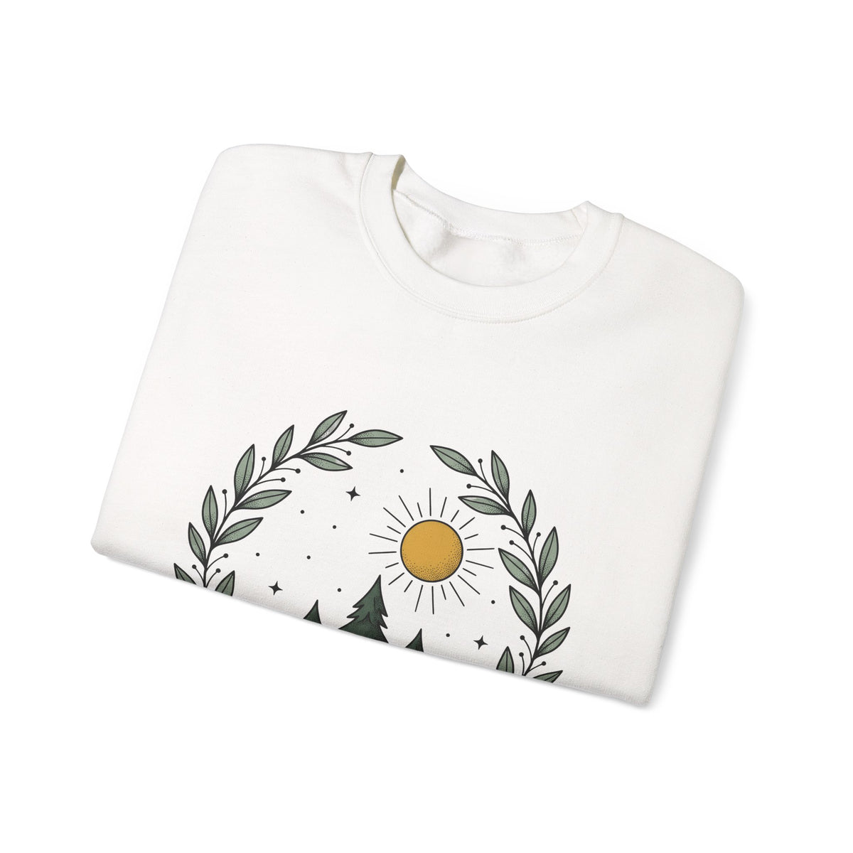 Fir Tree Sweatshirt Nature Wilderness Gift Women Leaf Sweatshirt Pine Sweatshirt Outdoors Enthusiast Foliage Sweatshirt Bush Graphic Outline Bright Sun Sweatshirt