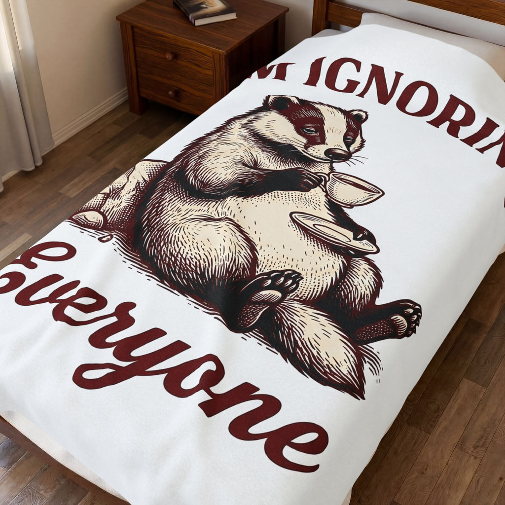 Badger Tea Funny Creatures Gift Sketch Tea Humor Fan Drawing Cartoon Tea Cup Blanket