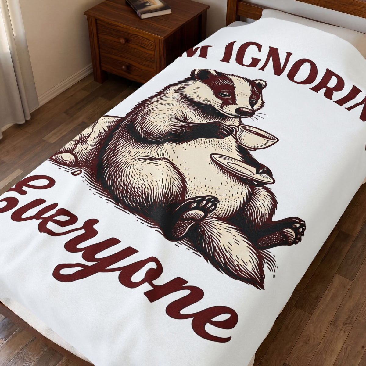 Badger Tea Funny Creatures Gift Sketch Tea Humor Fan Drawing Cartoon Tea Cup Blanket