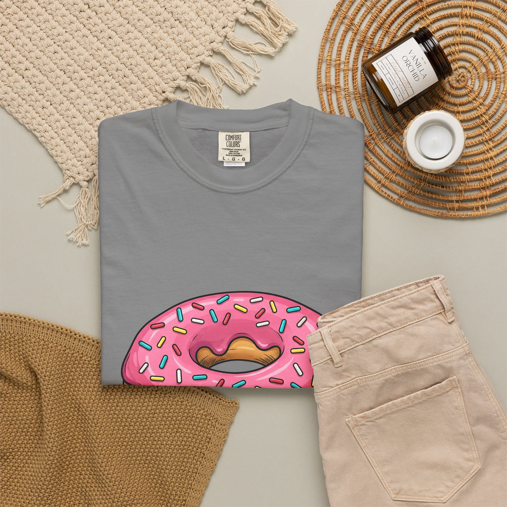Donut Image T-Shirt Desserts Cuisine Gift Women Comic T-Shirt Doughnut T-Shirt Pastry Fan Cartoon T-Shirt Food Graphic Modern Nonpareils T-Shirt