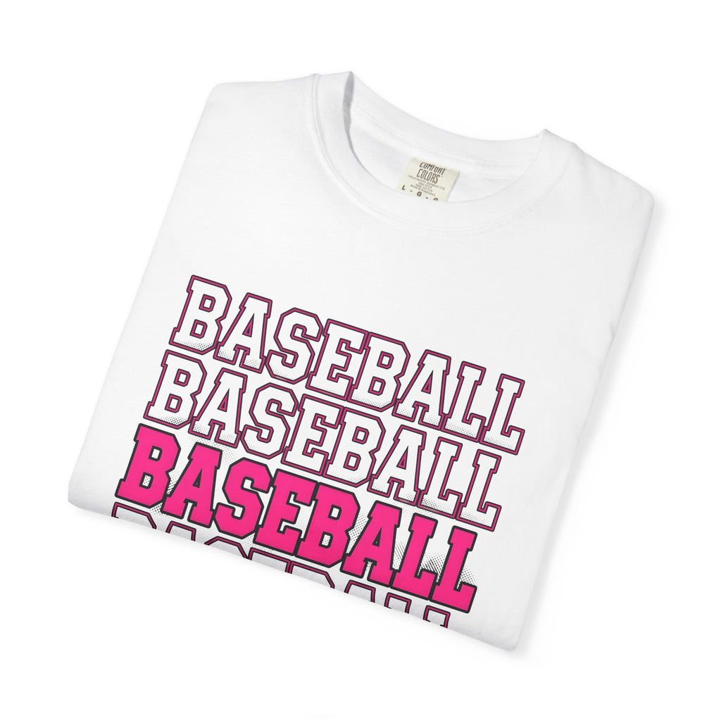Baseball Lettering T-Shirt Moms Athletics Gift Women Strong T-Shirt Lettering T-Shirt Mom Fan Bold T-Shirt Sports Graphic Vintage Pink Highlight