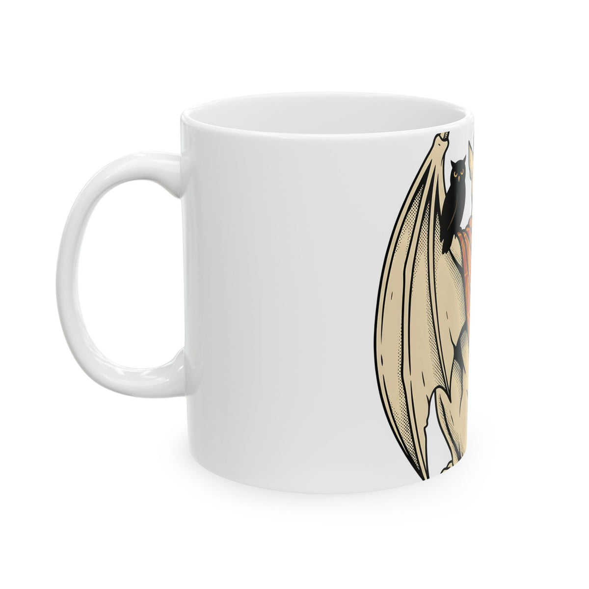 Bat Sculpture Mug Halloween Ghost Gift Women Mysterious Mug Statue Mug Horror Fan Dark Art Mug Specter Graphic Classic Night Bird
