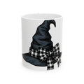 Witch Hat Mug Halloween Sorcery Gift Women Cartoon Mug Wizard Hat Mug Halloween Fan Comic Mug Magic Graphic Silhouette Gingham Bow