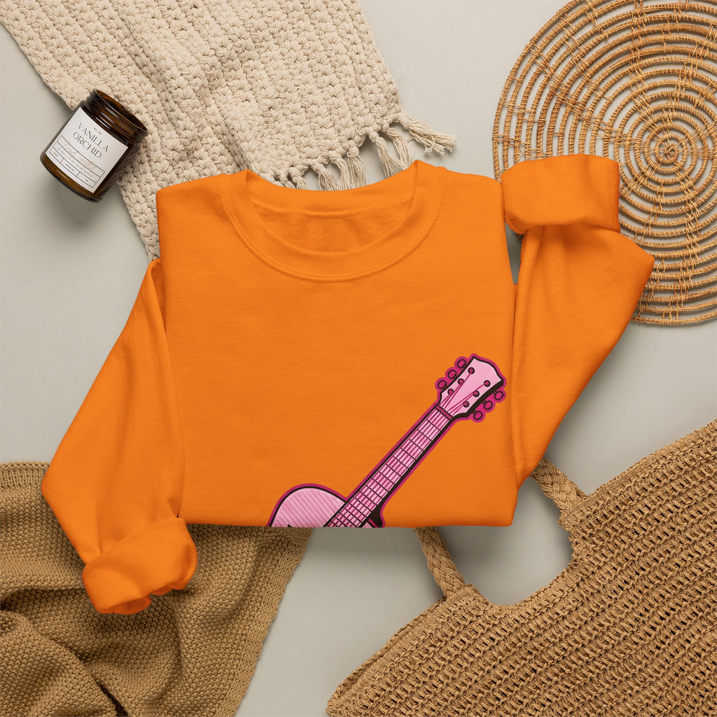 Pink Electric Guitar Sweatshirt Cowgirl Instruments Gift Women Cartoon Sweatshirt Guitar Sweatshirt Cowboy Fan Comic Sweatshirt Music Graphic Vintage Star