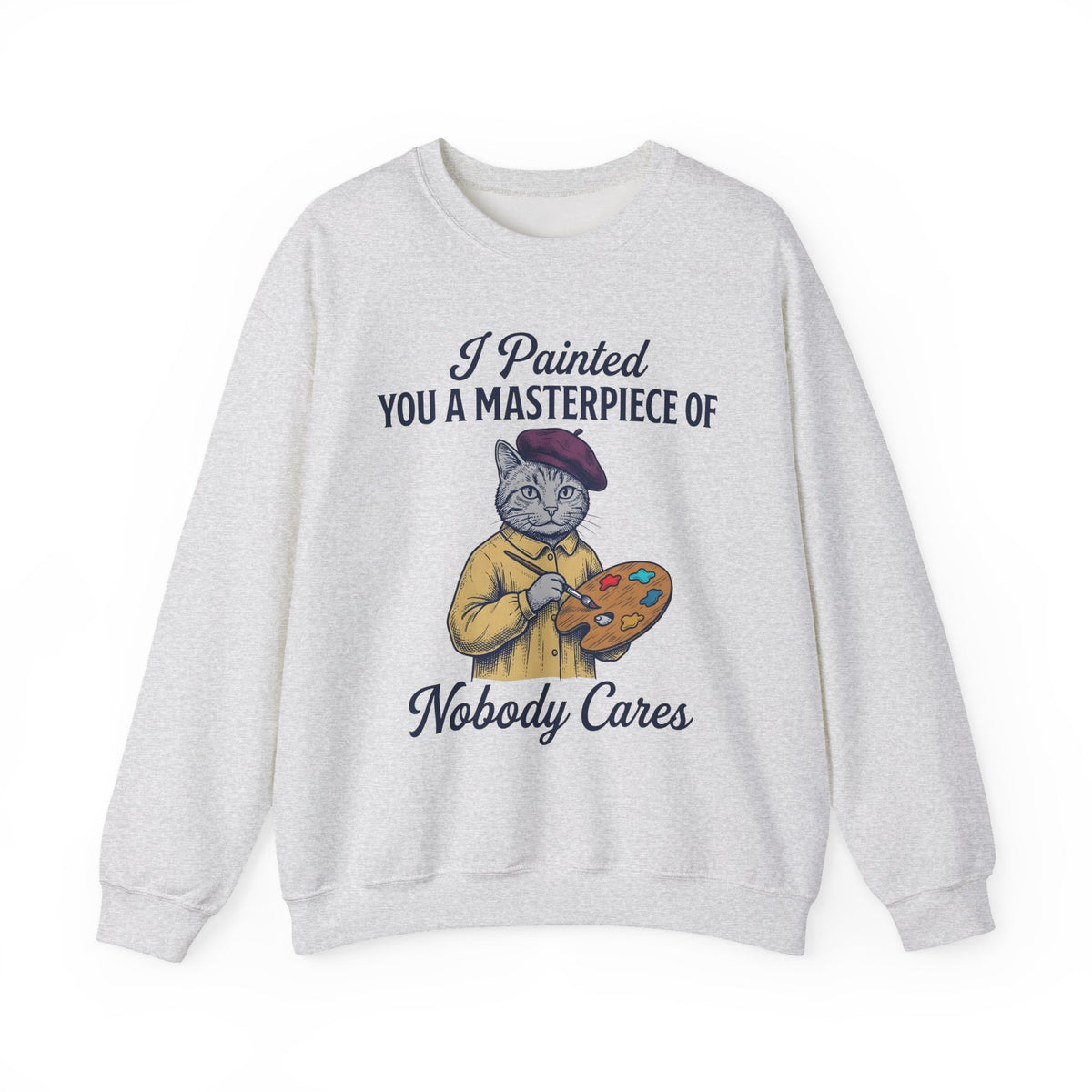 Artist Cat Sweatshirt Cat Humor Gift Women Vintage Sweatshirt Kitty Cat Sweatshirt Feline Fan Retro Sweatshirt Funny Graphic Hand Drawn Paint Palette Sweatshirt
