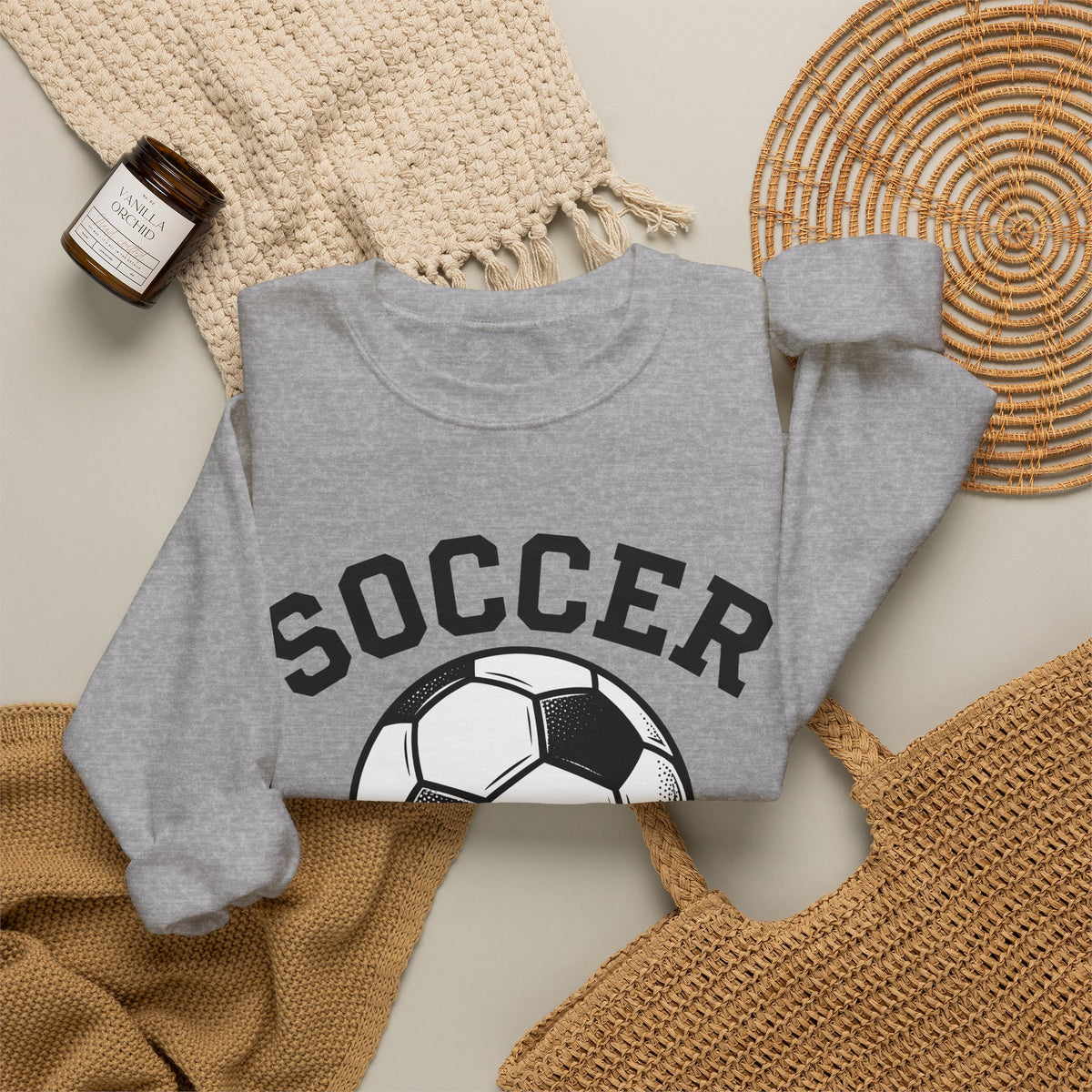 Soccer Ball Moms Sports Gift Vintage Football Mom Fan Retro Athletic Hand Drawn Varsity Sweatshirt