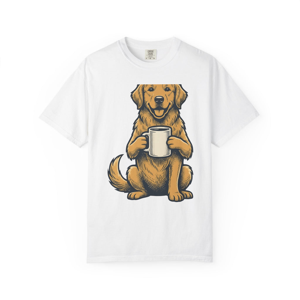 Golden Retriever Dog Coffee Gift Vintage Retriever Dog Fan Puppy Coffee Hand Drawn Coffee T-Shirt