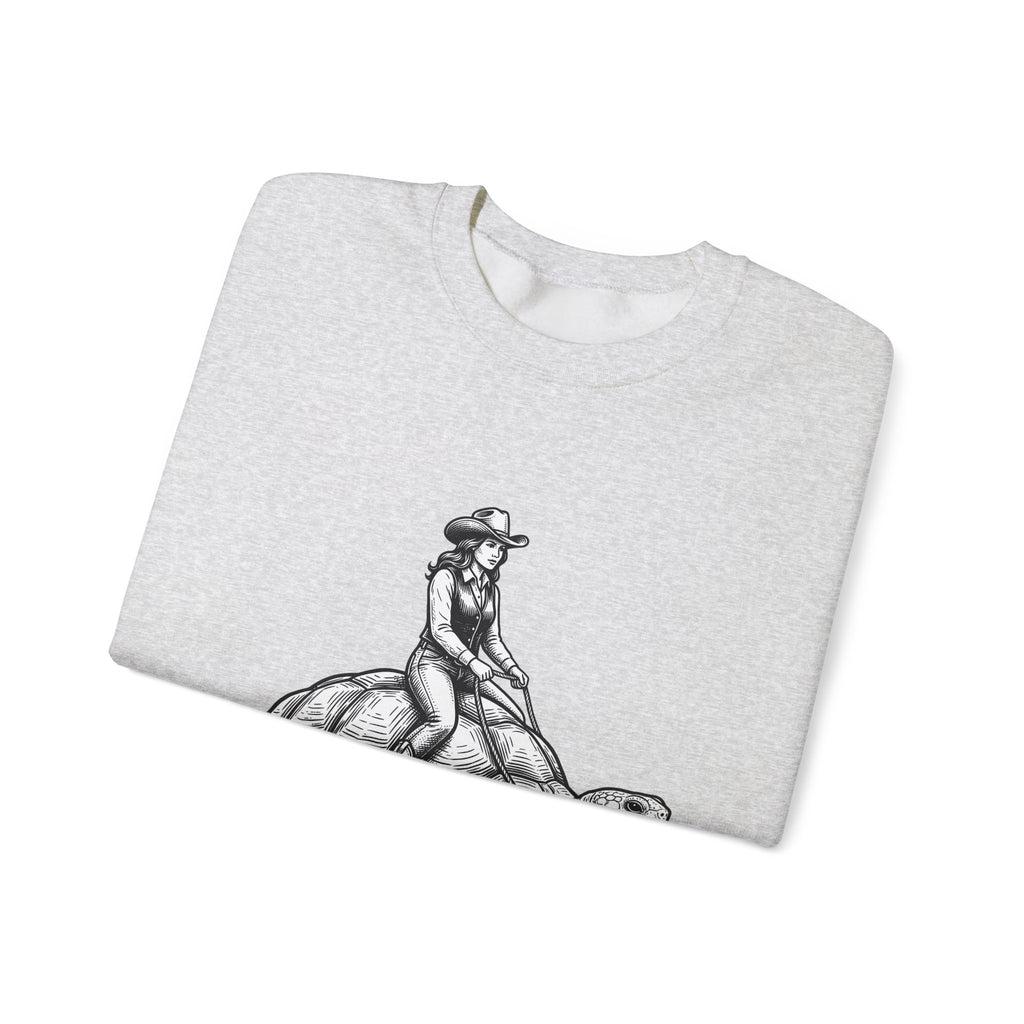 Cowgirl Riding Tortoise Sweatshirt Cowgirl Western Gift Women Vintage Sweatshirt Cowgirl Riding Turtle Sweatshirt Rodeo Fan Retro Sweatshirt Western Design