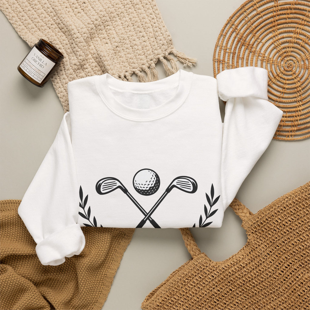 Golf Clubs Golf Camping Gift Simple Golfing Golfer Enthusiast Minimalist Outdoor Retro Golf Ball Sweatshirt