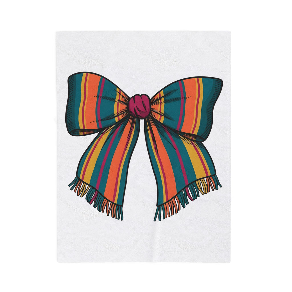 Striped Hair Bow Blanket Moms Apparel Gift Women Simple Graphic Blanket Hair Bow Blanket Mom Fan Minimalist Blanket Clothing Graphic Classic Fringe