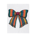 Striped Hair Bow Blanket Moms Apparel Gift Women Simple Graphic Blanket Hair Bow Blanket Mom Fan Minimalist Blanket Clothing Graphic Classic Fringe