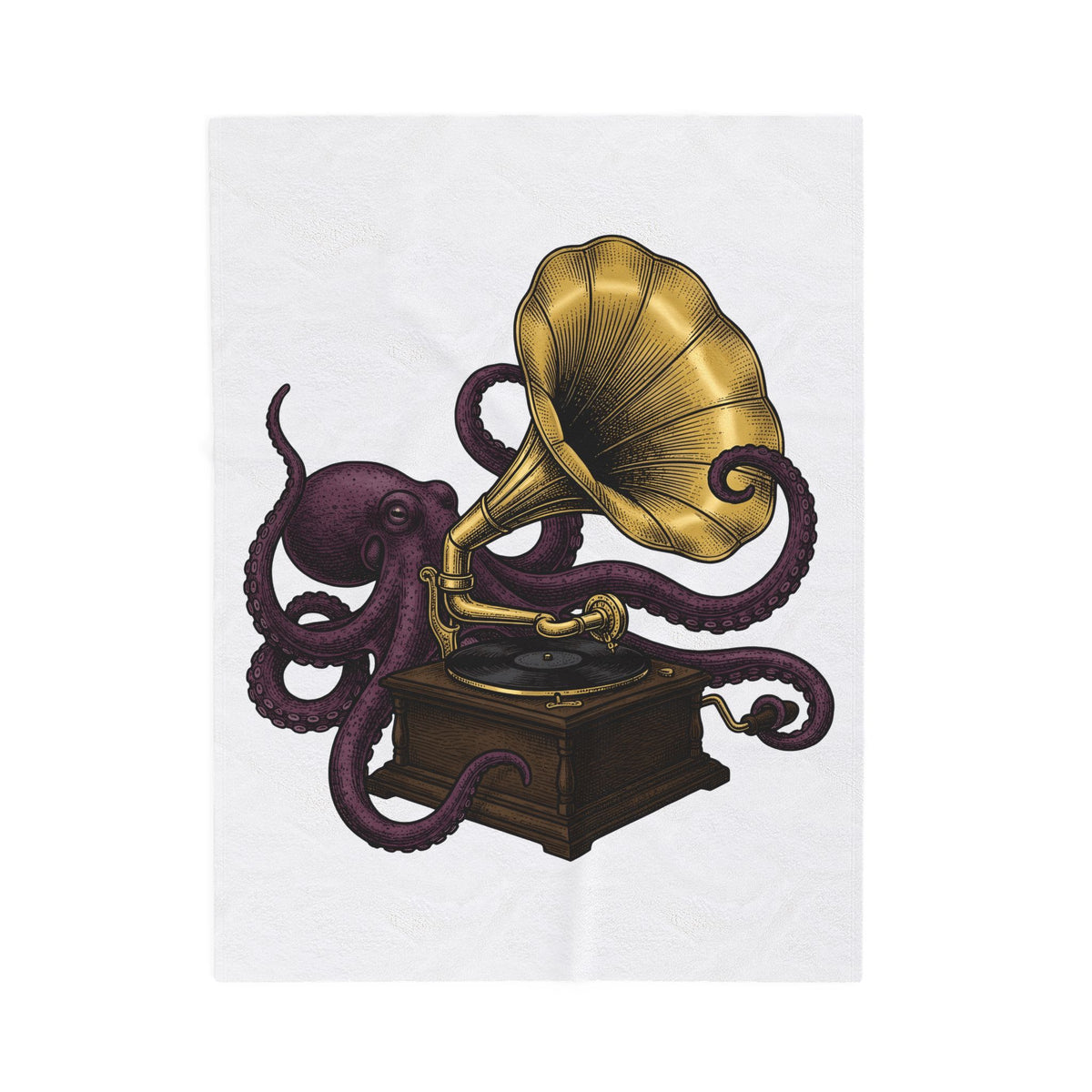 Octopus Phonograph Blanket Animal Sound Gift Women Classic Blanket Gramophone Blanket Pet Fan Retro Blanket Audio Graphic Doodle Music Player