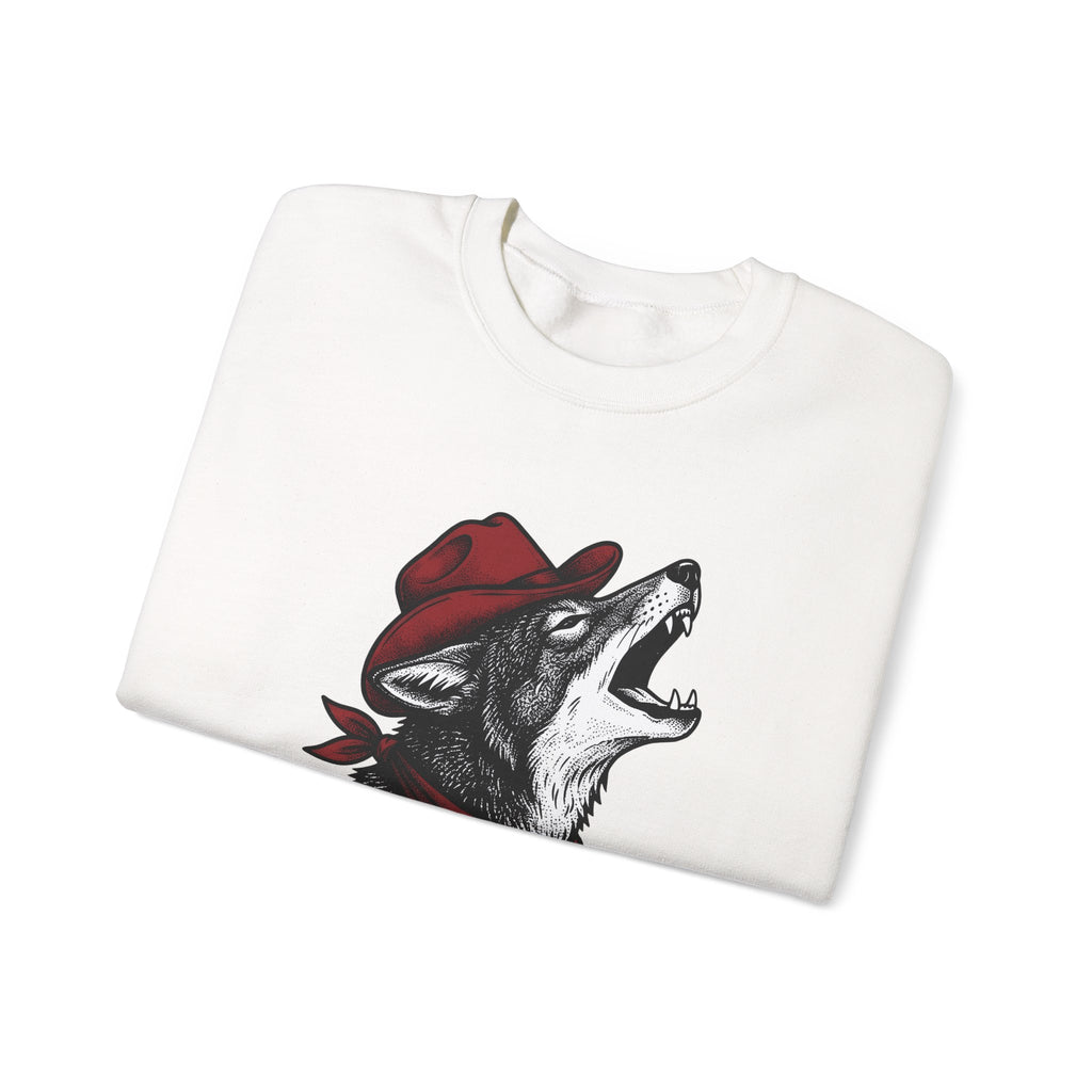 Cowboy Wolf Sweatshirt Cowgirl Western Gift Women Vintage Sweatshirt Werewolf Sweatshirt Cowboy Fan Retro Sweatshirt Rodeo Graphic Hand Drawn Bandana Sweatshirt