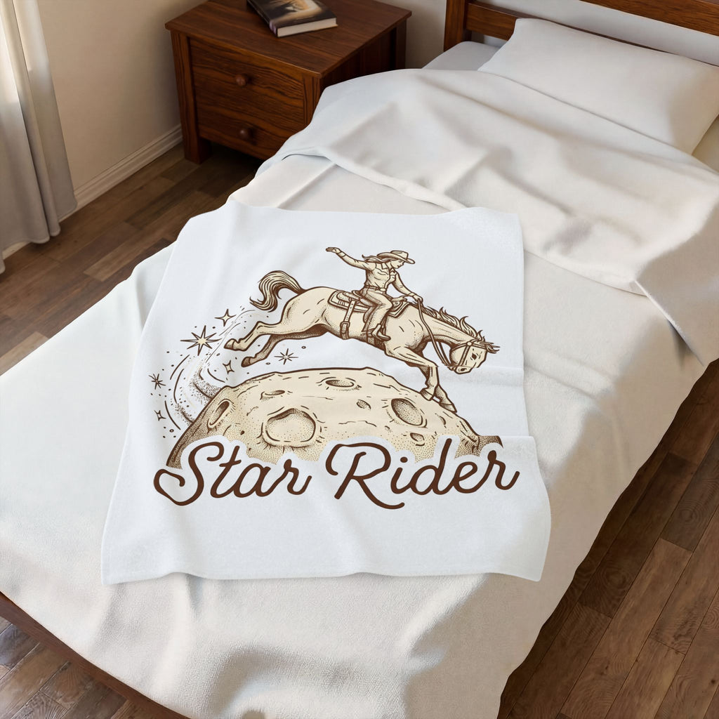 Cowboy Horse Cowgirl Ranch Gift Retro Stallion Cowboy Fan Horseback Sketch Crescent Blanket
