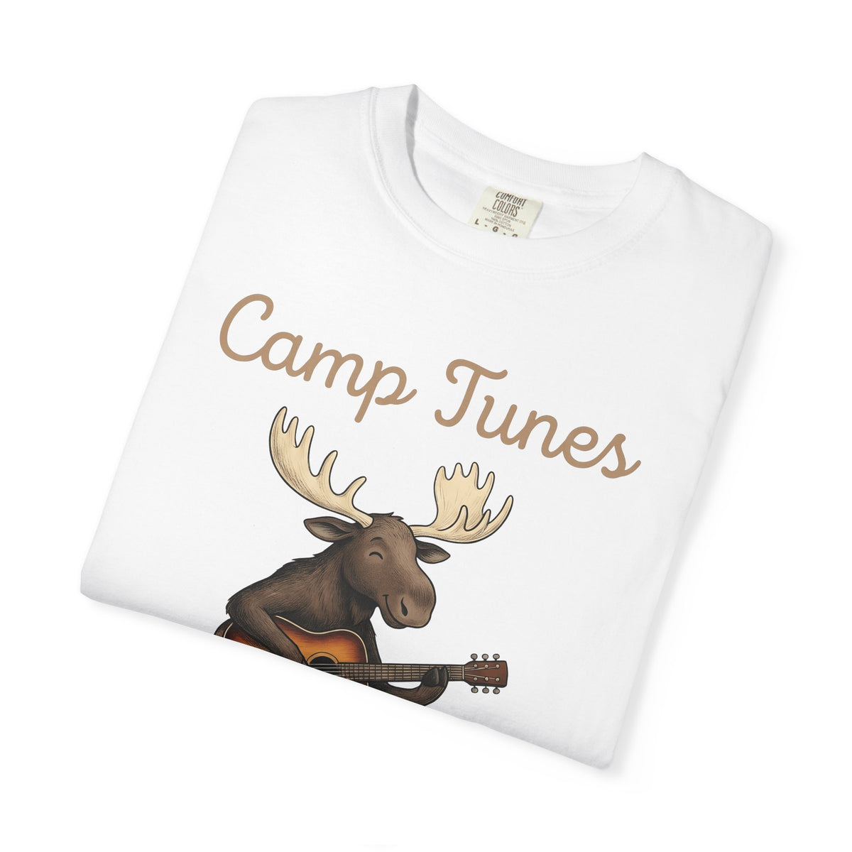 Moose Guitar T-Shirt Camping Music Gift Women Cute T-Shirt Guitar T-Shirt Camper Fan Adorable T-Shirt Music Graphic Hand Drawn Lantern T-Shirt