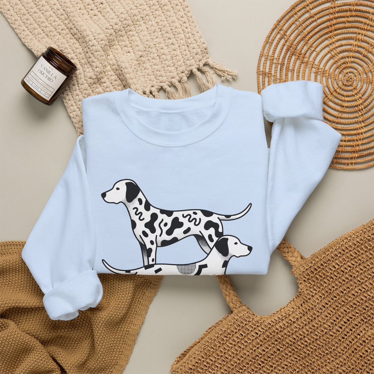 Dalmatian Sweatshirt Dog Fauna Gift Women Flat Sweatshirt Dalmatian Sweatshirt Dog Fan Graphic Design Illustration Sketch Spot Design Sweatshirt