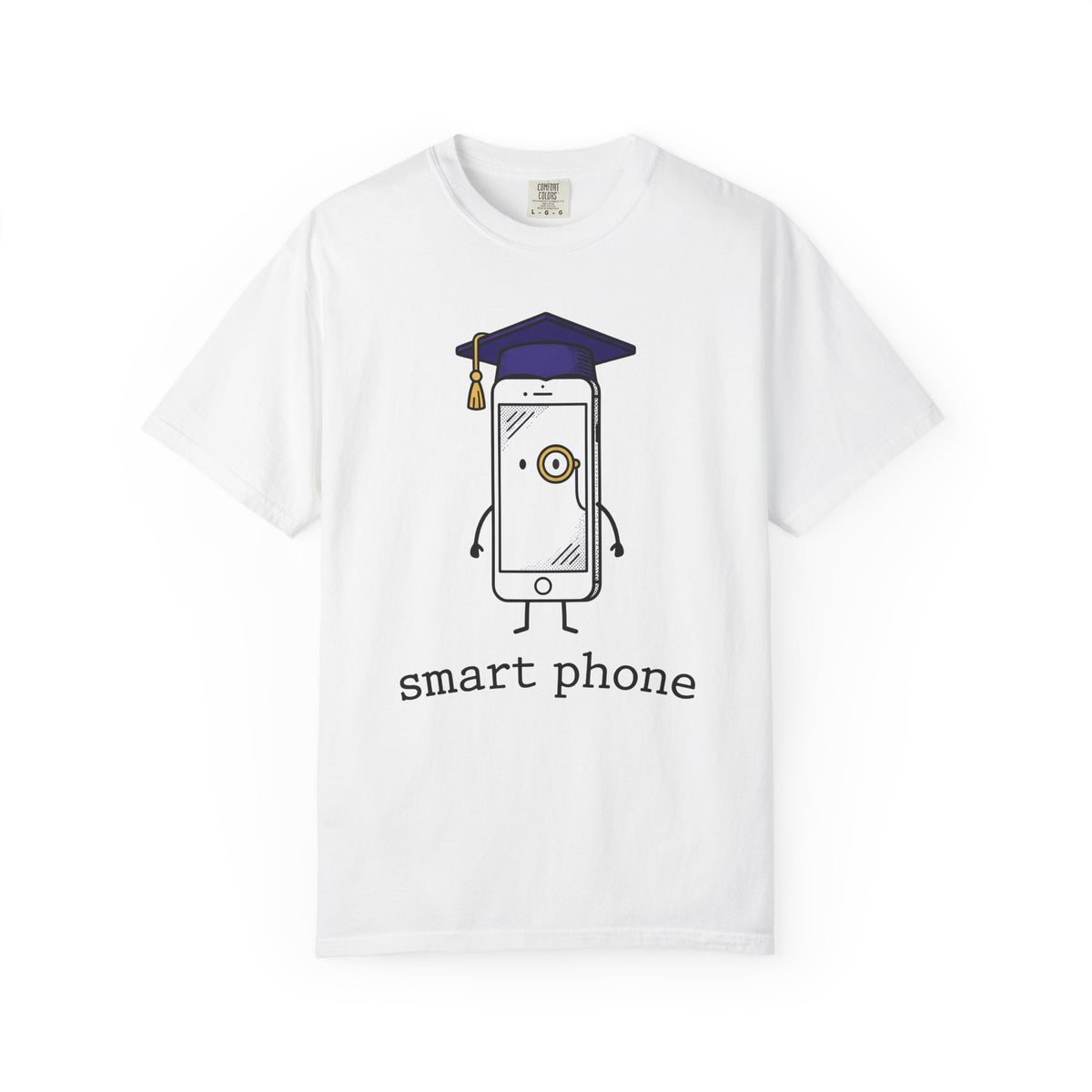 Cellphone Mascot T-Shirt Funny Commencement Gift Women Comic T-Shirt Phone Mascot T-Shirt Humor Fan Cartoon T-Shirt Graduation Graphic Sketch