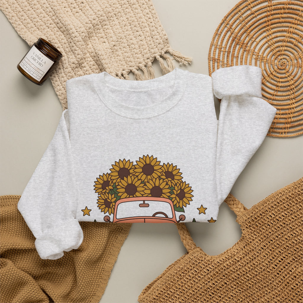 Vintage Truck Sunflowers Sweatshirt Cowgirl Country Gift Women Boho Sweatshirt Old Truck Sweatshirt Rodeo Fan Western Sweatshirt Rustic Graphic Retro Stars
