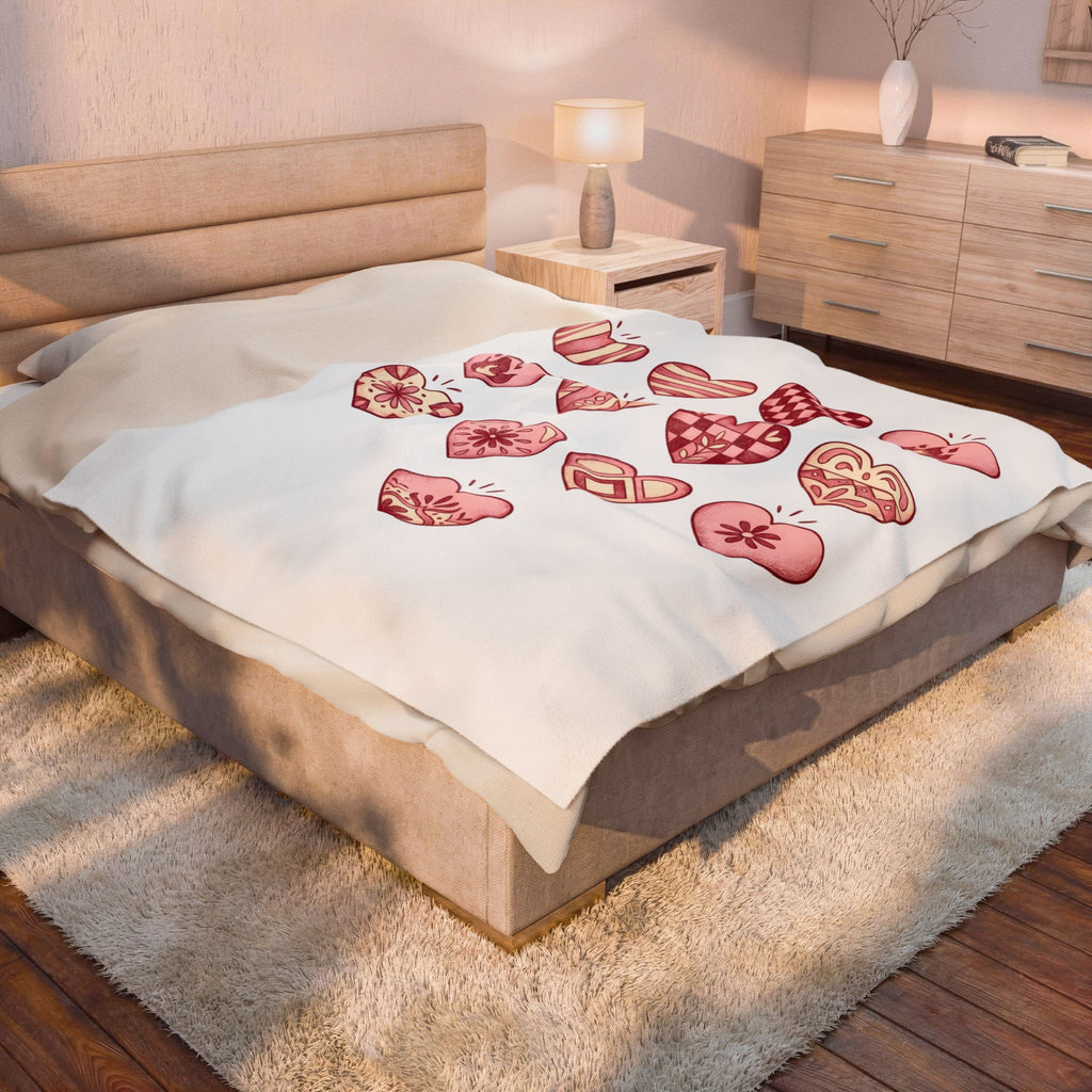 Love Heart Blanket Boho Chic Romance Gift Women Tribal Blanket Heart Blanket Bohemian Enthusiast Tribal Blanket Valentine Graphic Old School Bloom
