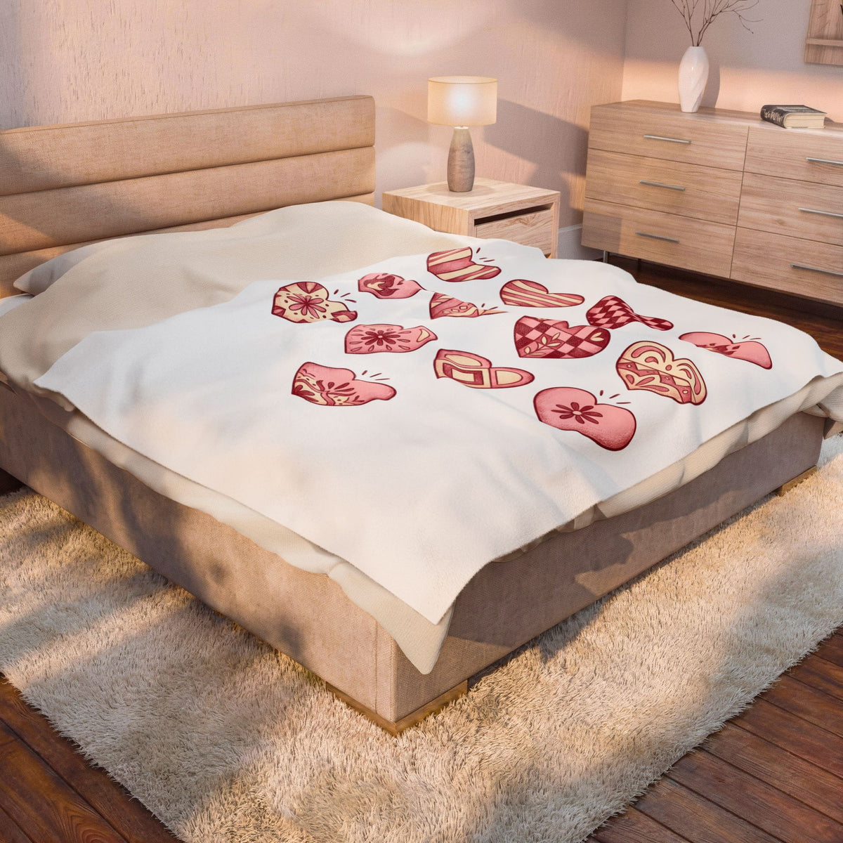 Love Heart Blanket Boho Chic Romance Gift Women Tribal Blanket Heart Blanket Bohemian Enthusiast Tribal Blanket Valentine Graphic Old School Bloom