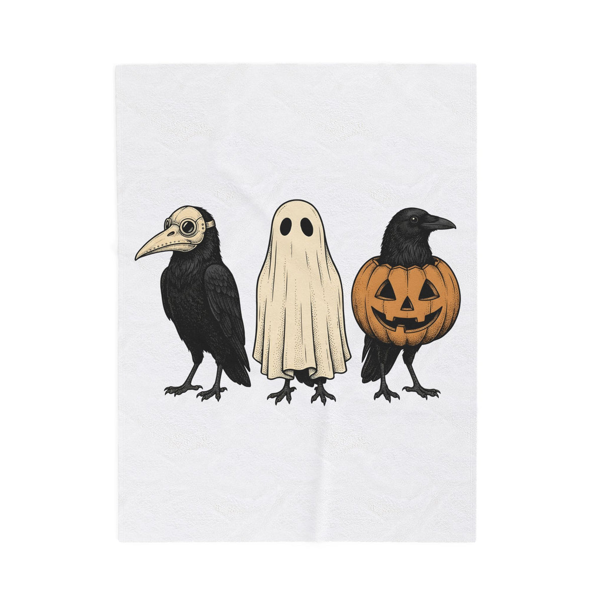 Raven Outfit Blanket Halloween Horror Gift Women Retro Blanket Crow Outfit Blanket Horror Fan Creepy Graphic Blanket Sketch Jack-O-Lantern Blanket