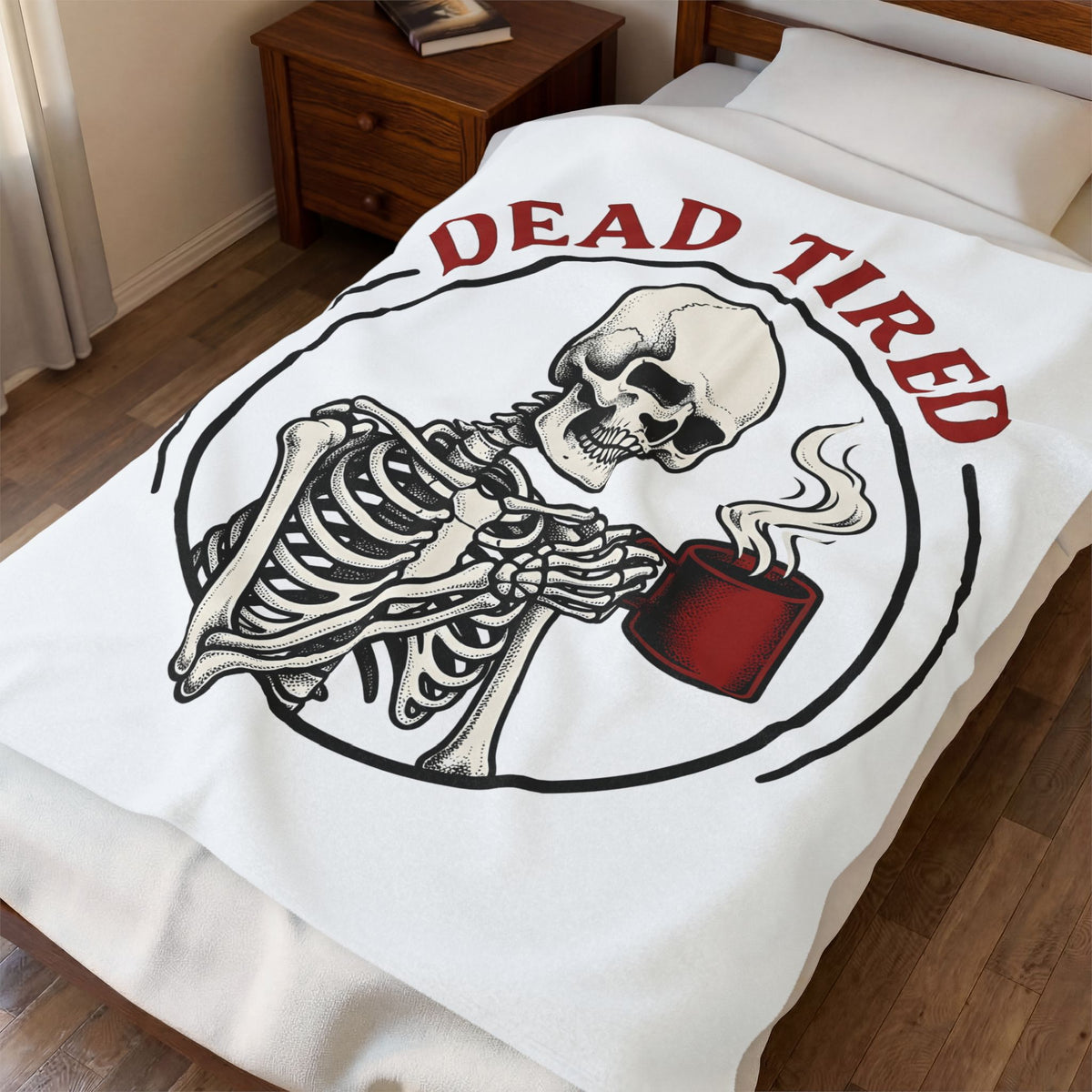 Skeleton Coffee Halloween Coffee Gift Tattoo Skull Coffee Horror Fan Traditional Caffeine Vintage Blanket