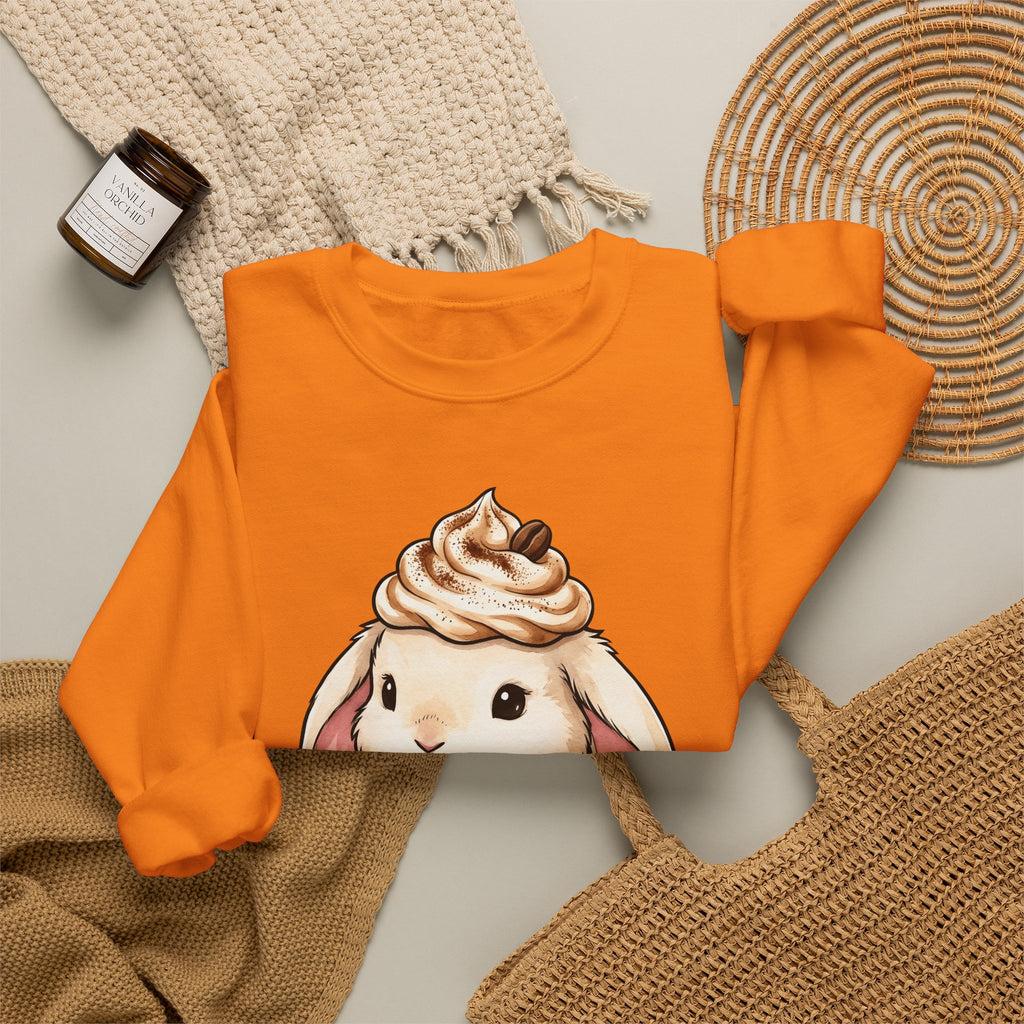Bunny Espresso Sweatshirt Coffee Wildlife Gift Women Adorable Sweatshirt Rabbit Coffee Sweatshirt Coffee Fan Animal Graphic Sweatshirt Painterly Froth Sweatshirt