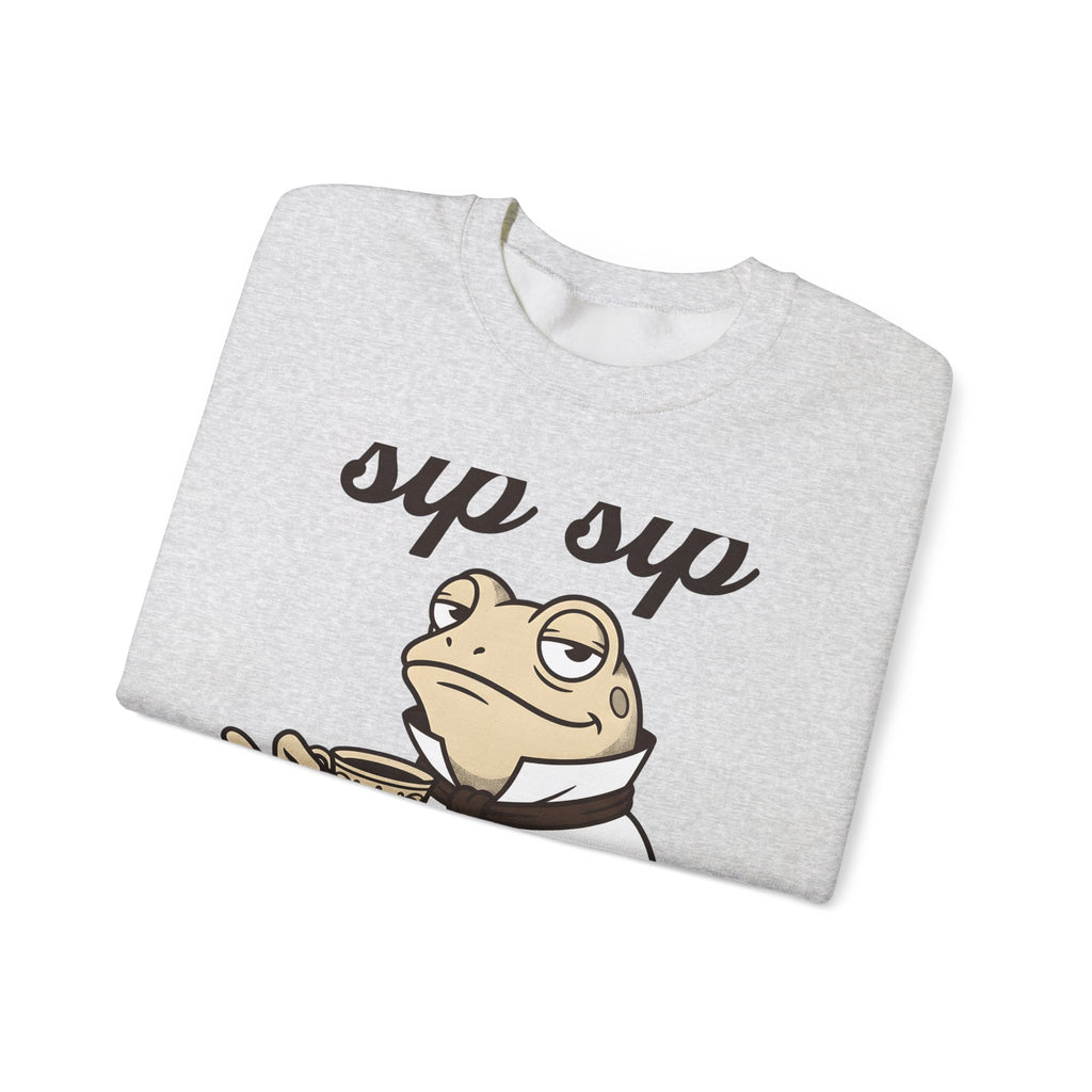 Frog Tea Sweatshirt Funny Animal Gift Women Cartoon Sweatshirt Tea Sweatshirt Humor Fan Comic Sweatshirt Creature Graphic Vintage Suit Sweatshirt