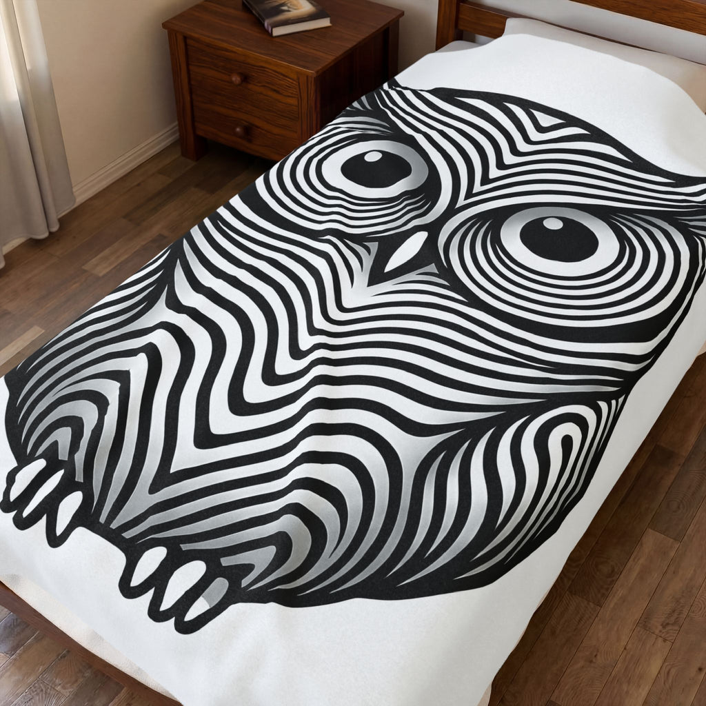 Owl Art Blanket Animal Wildlife Gift Women Abstract Blanket Hoot Blanket Animal Fan Nature Graphic Blanket Flat Motif Blanket